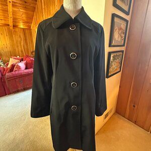 ANNE KLEIN Black Rain Coat Coat - L